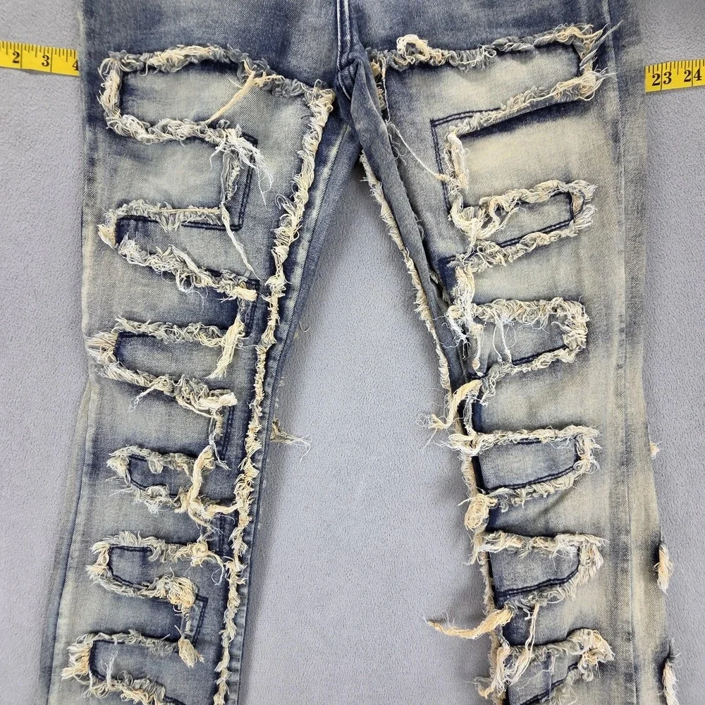 Rockstar Original Zariyah Stacked Flare Jeans Womens L Distressed Fringe 27x34